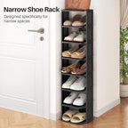 Kitstorack 10 Tiers Stackable Shoe Rack for Closet and Front Door Entrance - Free Standing Plastic Stand, Narrow Tall Vertica