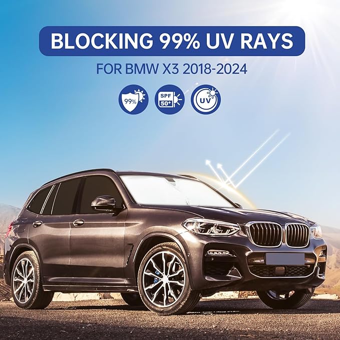 10PCS Car Window Shades for BMW X3 2018-2024, Window Covers for X3 Windshield Side Rear Windows, Full Set Privacy Protection Car Sunshade with UV Blocking for Camping Napping