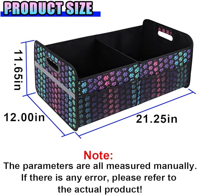 Car Trunk Organizer, Waterproof Large Capacity 600D Oxford Fabric Auto Trunk Storage Container with Pockets,