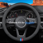 Custom-Fit Leather Car Steering Wheel Cover for Hyundai, D-Style, Non-Slip, Breathable