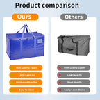 8 Pack-Extra Large Heavy Duty Moving Bags - Waterproof Storage Totes with Handles & Zippers, Foldable for College Dorm, Stora