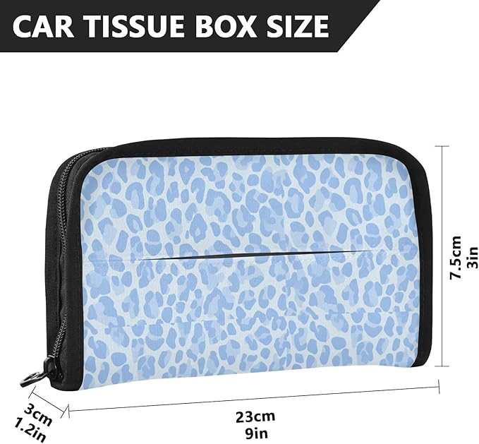 Car Tissue Holder Car Visor Organizer Tissue Box Holder for Car Sun Visor Organizer with Car Vehicle Accessories Essentials Interior for Women Men Sky Blue Leopard Print