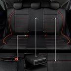 CAR PASS Leather Back Seat Cover,Piping Waterproof Bench Seat Cover, Rear Seat Cover Universal Fit for Cars Sedans SUVs Truck 95% Automotive Interior Backseat Car Covers (Rear,Black and Red)