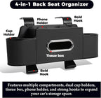 4-in-1 Car Organizer Back Seat,Upgraded Multifunctional Back Seat Car Organizer,Partition Design,Multi-Hanging Storage Box with 2 Cup Holders,Tissue Box, for Hold Mobile Phone(Black)
