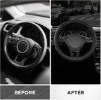Road Comforts Leather Steering Wheel Cover with Decorative Trim and Piping, Anti-Slip Breathable Design, Fits 14.5–15 Inch Ro
