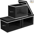Homsorout Storage Boxes with Lids, Collapsible Storage Bins with Handles, Closet Storage Baskets with Window, Fabric Storage 