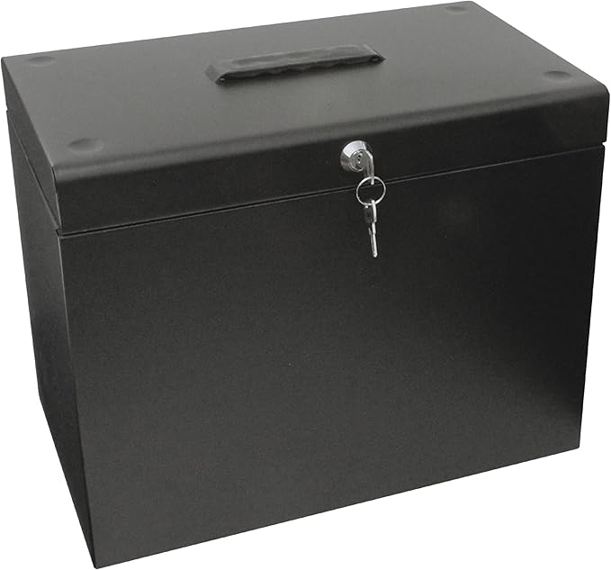 Cathedral Products A4 Steel File Box with Starter Pack of 5 Suspension Files - Black