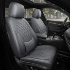 FREESOO Front Car Seat Covers - Luxury Breathable Waterproof Faux Leather Car Seat Cushion Protectors with Lumbar Support, Un