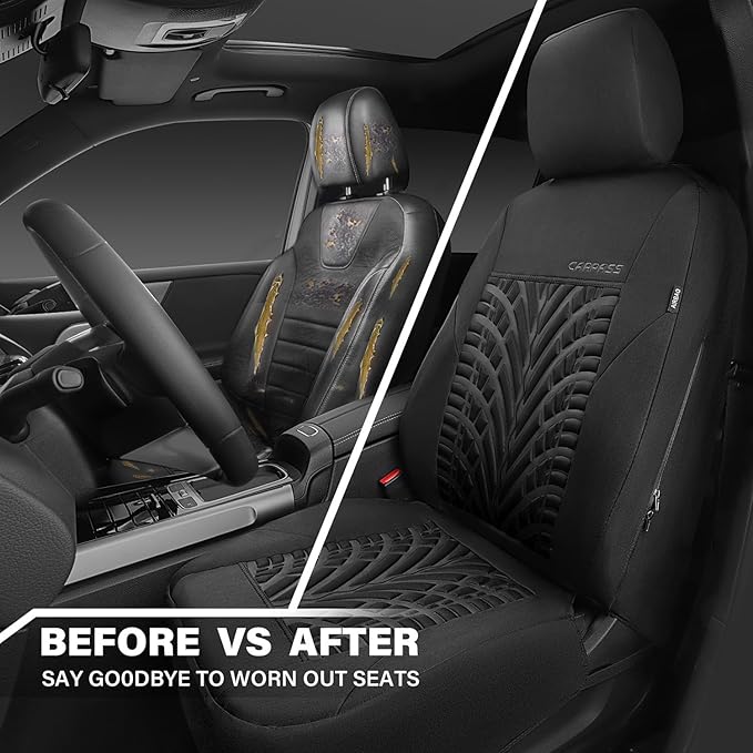 CAR PASS Neoprene Waterproof Seat Covers,Wetsuit Car Seat Covers Front Seats Universal Fit for Vans, Truck, SUV Two Front Onl
