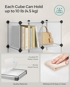 SONGMICS Cube Storage Organizer, Set of 16 Plastic Cubes, Closet Storage Shelves, DIY Plastic Closet Cabinet, Modular Bookcas