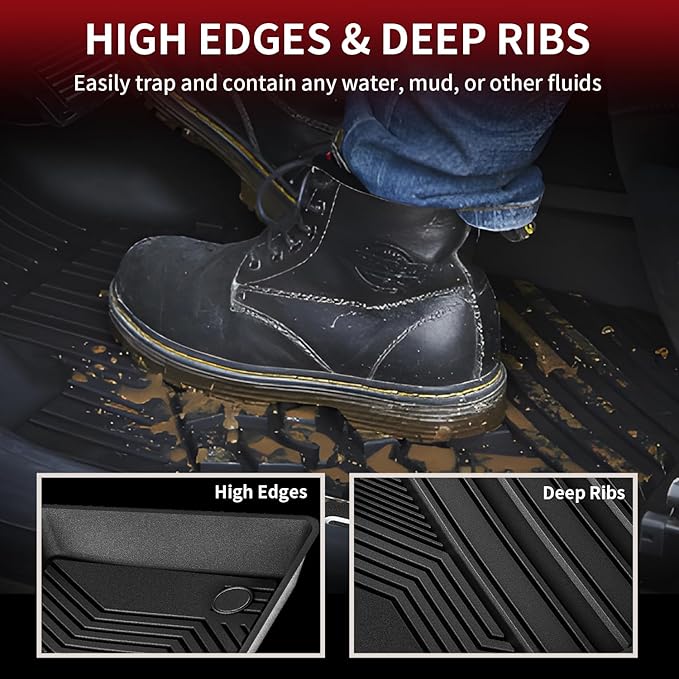 LASFIT Floor Mats for Toyota Camry 2024-2018 FWD Only (Not Fit Hybrid or AWD), All Weather Custom Fit Floor Liner for Camry L/LE/SE/TRD/XLE/XSE Front & Rear 2 Row Car Mats, Black