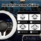 SuperKaKa Steering Wheel Cover, Auto Cute PU Diamond Bling Breathable Soft Comfort Leather Car Interior Accessories Sparkly F