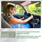 PATIKIL 1 Pcs Car Sun Visor Organizer, 12.8 x 6.5 Inch PU Leather Vehicle Storage Pouch Holder for Sunglasses Card Pen Driver License Car Accessories, Gray