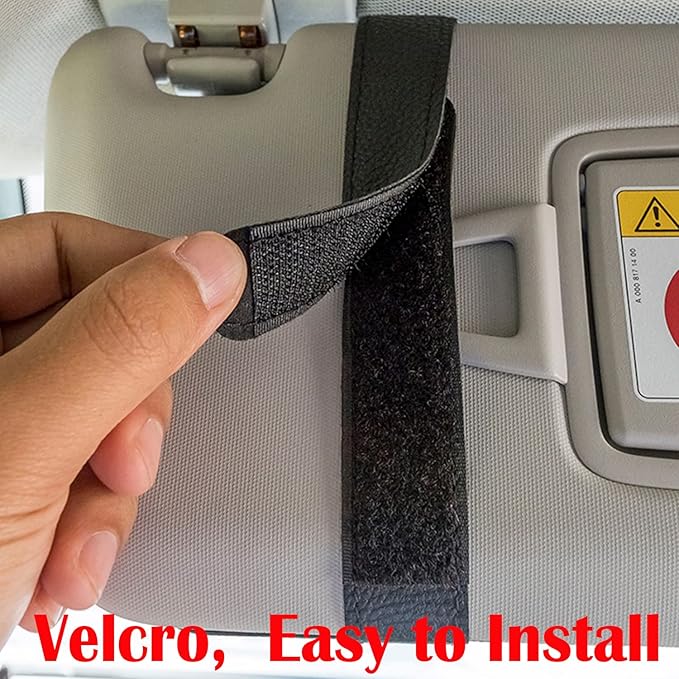 Small Leather Sun Visor Organizer for Car and Truck - Sunglass Holder, Card Sleeve Pocket, Document Holder for Registration, Driving License, Insurance, Pen, Chapstick