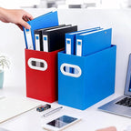 Colorful Cardboard File Organizer, Storage Box for Hanging File Folders Letter Size, Portable Document Organizer with Handle 