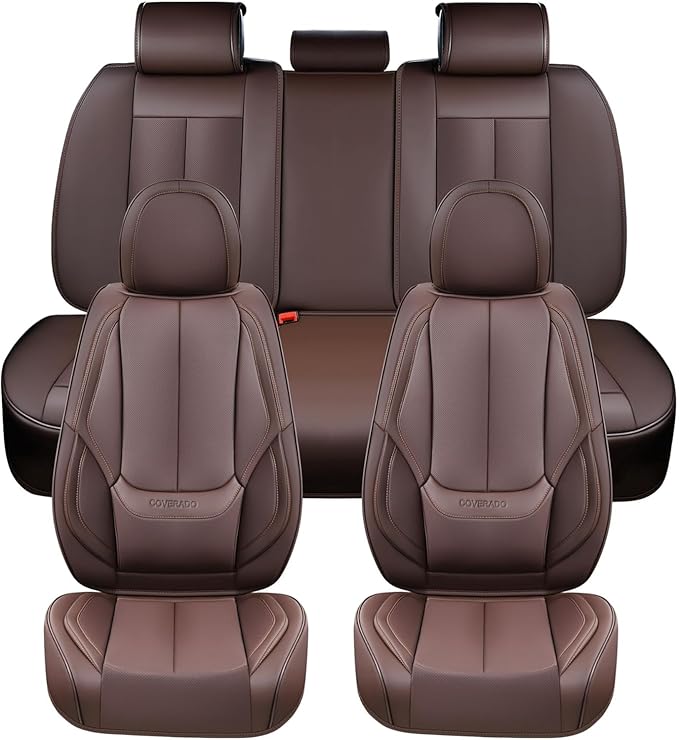 Coverado Seat Covers, Car Seat Covers Full Set, Leather Seat Covers for Cars, Car Seat Protector, Car Seat Covers Front Seats
