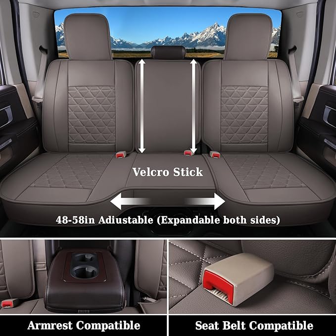Coverado Dodge Ram Seat Covers Full Set, Waterproof Ram 1500 Seat Cover Compatible with 2002-2025 Dodge RAM 1500 2500 3500 Cr