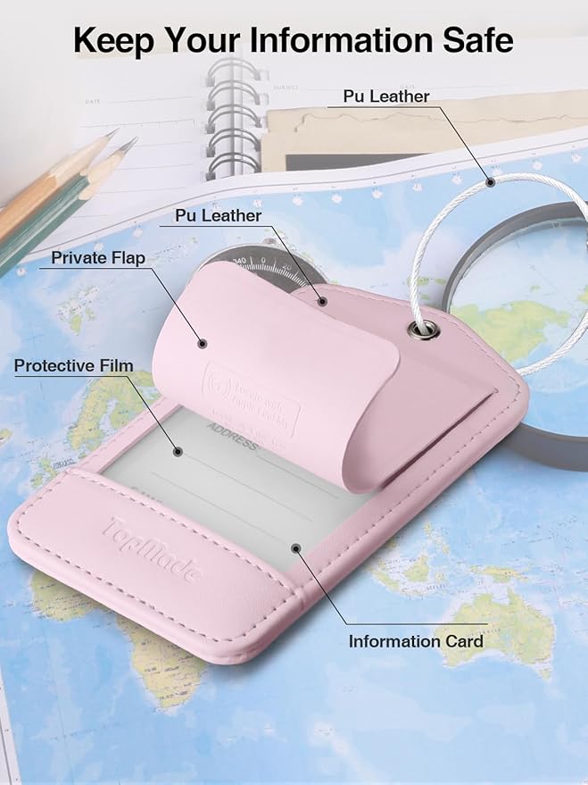 TopMade Smart Luggage Tag with Find My, Premium Leather Luggage Tags for Suitcase, Travel Bags, Backpacks, Anti-Lost Suitcase
