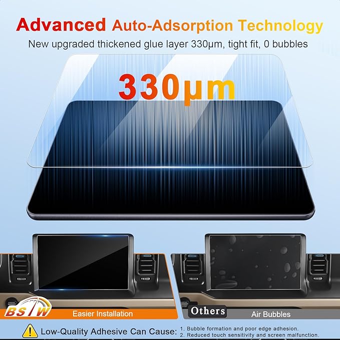 Bronco Screen Protector 12 In for 2021-2024 Ford Bronco Raptor/Wildtrak/Outer Banks/Everglades/Badlands SYNC 4 12" Touchscree