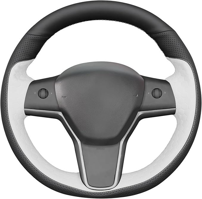 MEWANT Hand Stitched Steering Wheel Cover for Tesla Model 3 2017-2023 / Model Y 2020-2023 Accessories