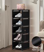6-Tier Narrow Shoe Rack, Vertical Small Space Shoe Organizer, 9.84" Compact Slim Shoe Shelf for Closet & Entryway, Sturdy & T