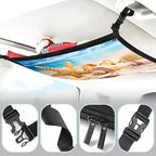 Starfish Car Storage Mesh Organizer Ceiling Cargo Net Double-Layer Adjustable Zipper Truck SUVs Travel Road Trip Essentials etc. Interior Organizer