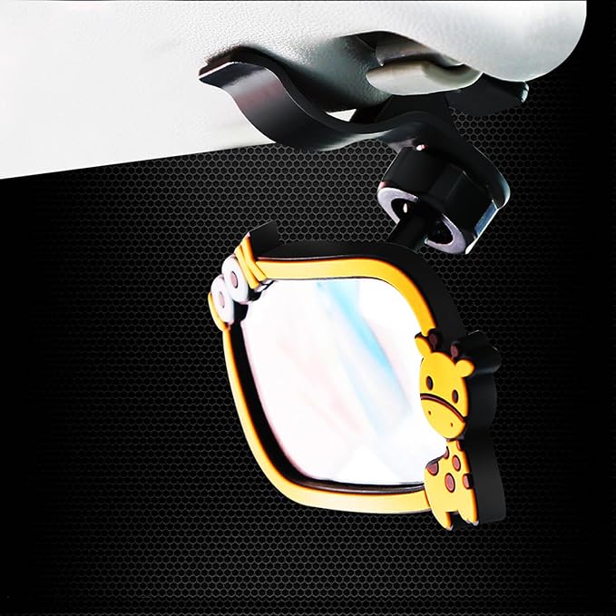 Clip On Amusing Baby Car Mirror, Ampper Adjustabe HD Glass Convex Wide Angle Interior Rearview Baby Rear Facing Mirror (Amusing Framed Rectangle, Small, 3.5" X 2.2")