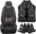 Seat Covers Fit for GMC Yukon XL 2000-2026, 7 Seat, Compatible Airbag Non-Slip Waterproof Leather Seat Cover, Luxury Interior Full Set with Pillow Steering Wheel Covers, Black Red