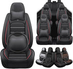 Seat Covers Fit for GMC Yukon XL 2000-2026, 7 Seat, Compatible Airbag Non-Slip Waterproof Leather Seat Cover, Luxury Interior Full Set with Pillow Steering Wheel Covers, Black Red