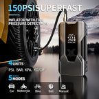 Emergency Portable Jump Starter with Air Compressor - 3000A 150PSI for Cars, Trucks & SUVs up to 9L Gas/7L Diesel, 12000mAh