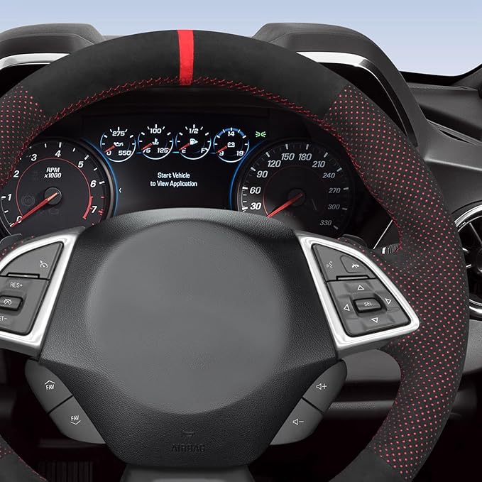 MEWANT Hand Stitch Car Steering Wheel Protector Wrap Cover for Chevrolet Camaro 2017-2022 Steering Wheel Accessories