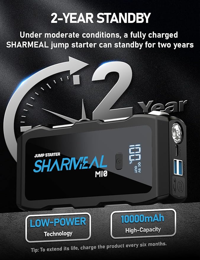 Jump Starter 6000A, 12V Car Battery Jump Starter with USB Quick Charge (Up to All Gas or 10.0L Diesel Engine), Battery