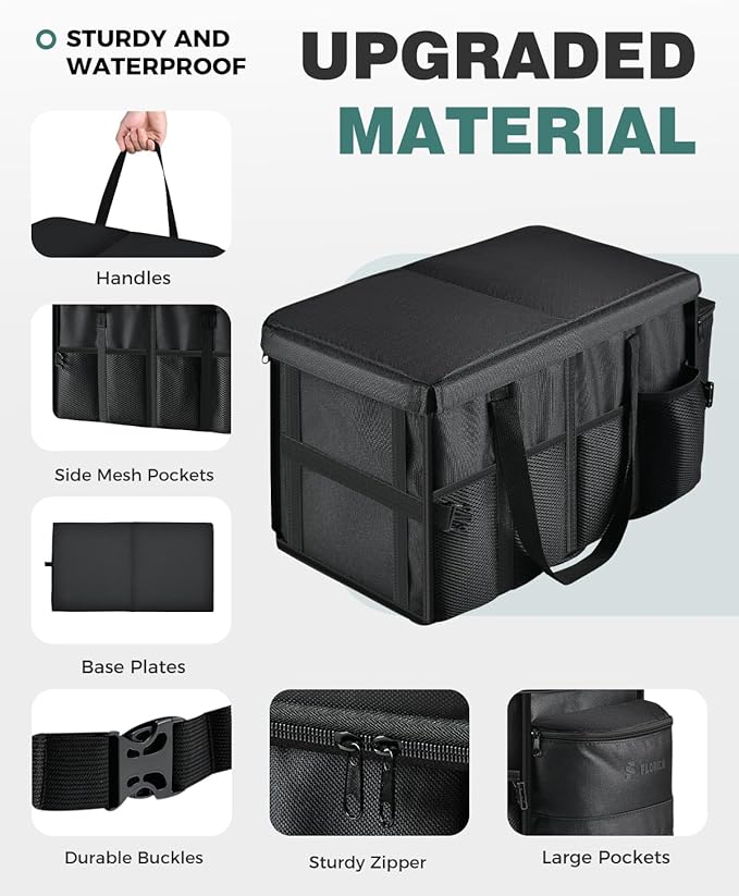FLORICH Car Seat Organizer, Premium Backseat Car Organizer with Tray for Kids and Adults, Front Passenger Organizer with Tissue Box and Cup Holder and Mesh Pockets Waterproof