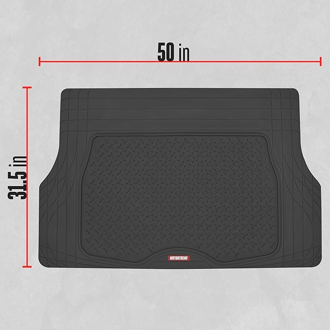 Motor Trend FlexTough™ Heavy Duty Black Rubber Car Floor Mats All Weather & Cargo Liner for SUV Full Set - Universal Trim to Fit Automotive Floor Mat & Trunk Mats for Cars Interior Accessories