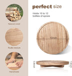 Round Decorative Tray Wood Bathroom Counter Organizer Farmhouse Kitchen Decor Wooden Riser for Soap Dish, Perfume, Candle, Sp