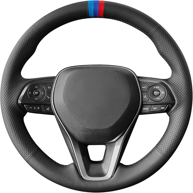 MEWANT Hand Sewn Steering Wheel Cover for Toyota Camry 2018-2019/Toyota Avalon 2019/Toyota Corolla 2019-2020/Toyota RAV4 2019 Steering Wheel Accessories