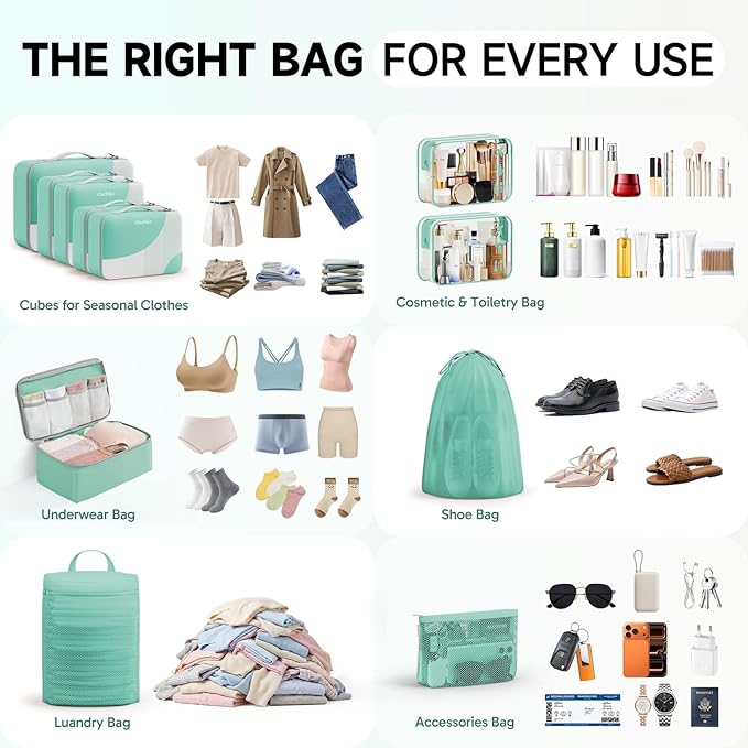 11 Set Packing Cubes for Travel, Gifts for Women Mom Kids, TSA Approved Bags for Makeup, Cosmetic, Toiletry, Suitcase Organiz
