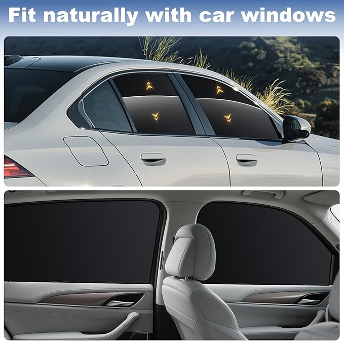 Car Window Covers for Privacy - Universal Side Window Sun Shades for Camping, Baby Naps & Travel - UV & Heat Reduction, Easy Install Magnetic Car Window Shades