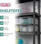 Sterilite 6-Pack ShelfTote, Clear Plastic Storage Bins with Lids, 25 Quart, Gray - Stackable Organizing Container Boxes for C