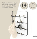 Umbra Estique Over The Door Coat Rack & Multi-Use Organizer, for Coats, Bags, Hats & More, Black/Walnut