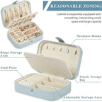 Travel Jewelry Box, PU leather Small Jewelry Organizer For Female Girls, double layer portable mini travel case for storing e