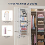 Yecaye 5-Tier Over the Door Organizer Hanging, Toy Stuffed Animal Storage, Behind the Door Storage with 5 Clear View Windows 