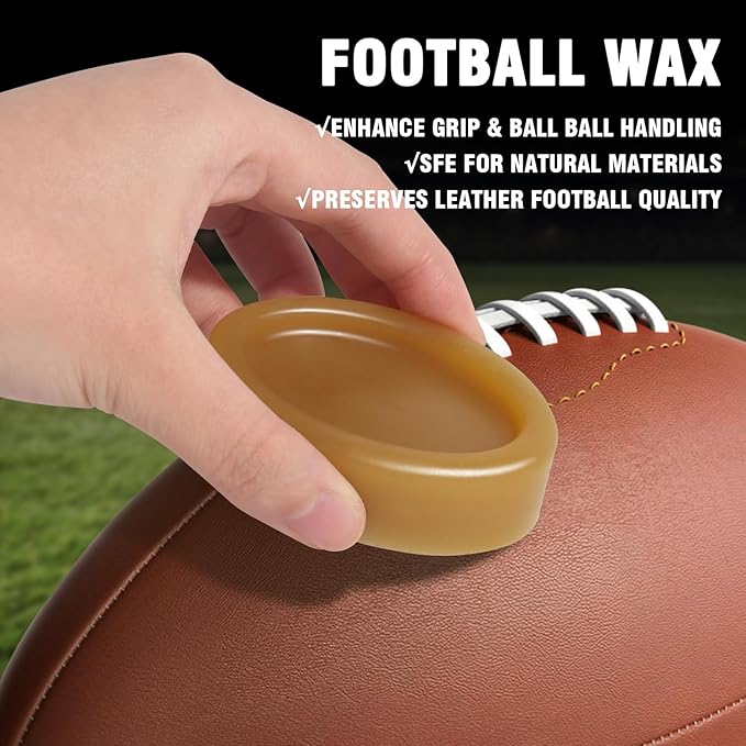 4 in 1 Football Prep Kit - for Effectively Secure Grip & Enhance Tack with 2 Football Wax & 1 Football Brush & 1 Cloth - Adul
