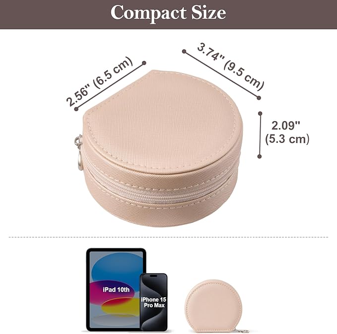 ProCase Travel Size Jewelry Box, Mini Portable Seashell-Shaped Jewelry Case, 2 Layer Organizer in PU Leather for Women -Champ