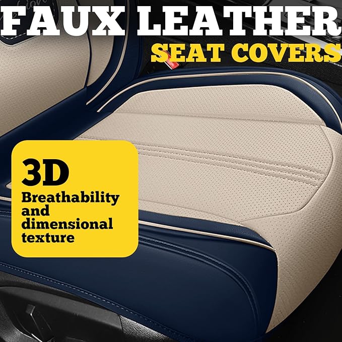 LINGVIDO Car Seat Covers for Front Seats (2 Seats) - Premium Perforated Nappa Leather,Waterproof Shield, Omni-Adapt Fit for S