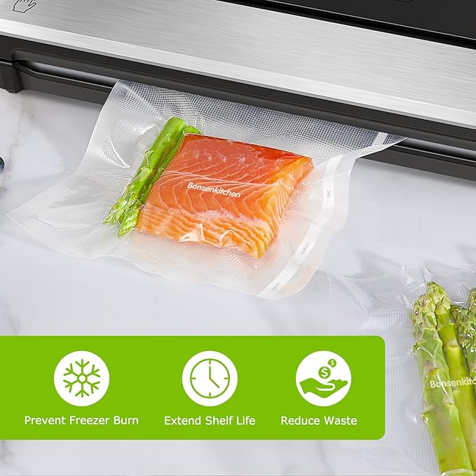 [2025 New] Bonsenkitchen 11” x 150’ Vacuum Sealer Bags Rolls with Cutter for Food Storage, Commercial Grade, BPA Free, Great 