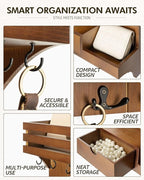 Rebee Vision Farmhouse Key Holder Wall Mount – Decorative Mail Organizer with 9 Key Hooks and Mini Drawer Organizer – Rustic 