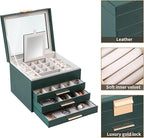 BOOVO Clear Lid Jewelry Box,4 Layers Jewelry Organizer Large Jewelry Storage Box with 3 Drawers,Jewelry Holder Organzier of R