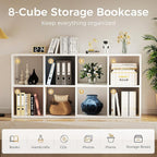 COMHOMA 8 Wood Cube Storage Organizer with Open Back and Removable Back Panels, 11In White Cube Storage Bookshelf, Cubicle Sh