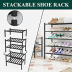 Smiry Shoe Rack, 5 Tier Long Bamboo Shoe Organizer, Stackable Free Standing Wooden Shoe Storage Shelf for Closet, Entryway, F
